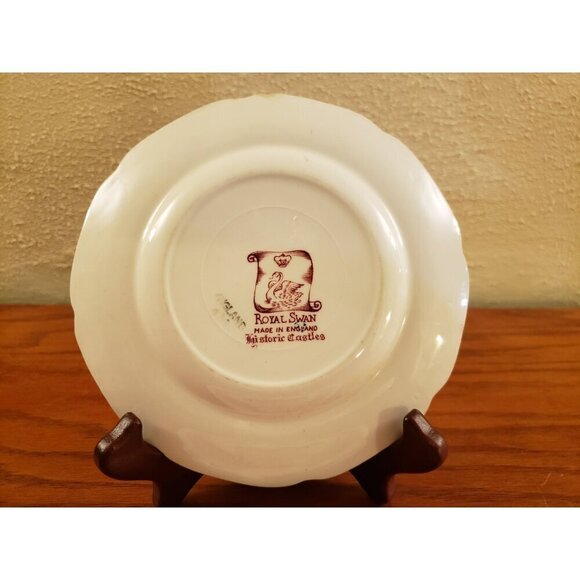 Bread and Butter Plates Pink Royal Swan Historic Vintage England Set 3 - Picture 7 of 7